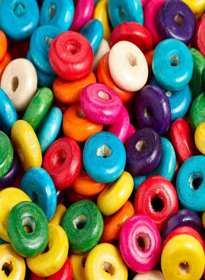 دي آي واي كرافتس مجموعة خرز خشبي غير متنوع الألوان، 130 خرزة، خرز خشبي دائري متعدد الألوان، خرز خشبي دائري مثقوب للأعمال اليدوية والمجوهرات (130) - Image 1